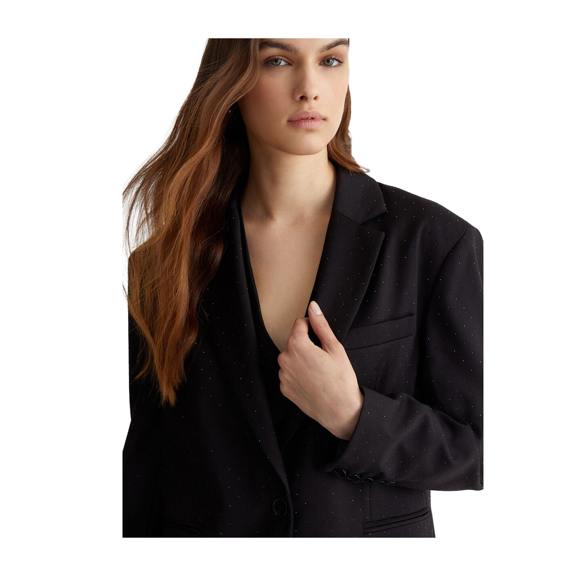 Blazer Donna in Twill Nero modella ravvicinata