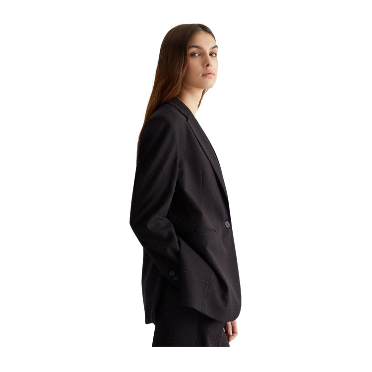 Blazer Donna in Twill Nero modella laterale