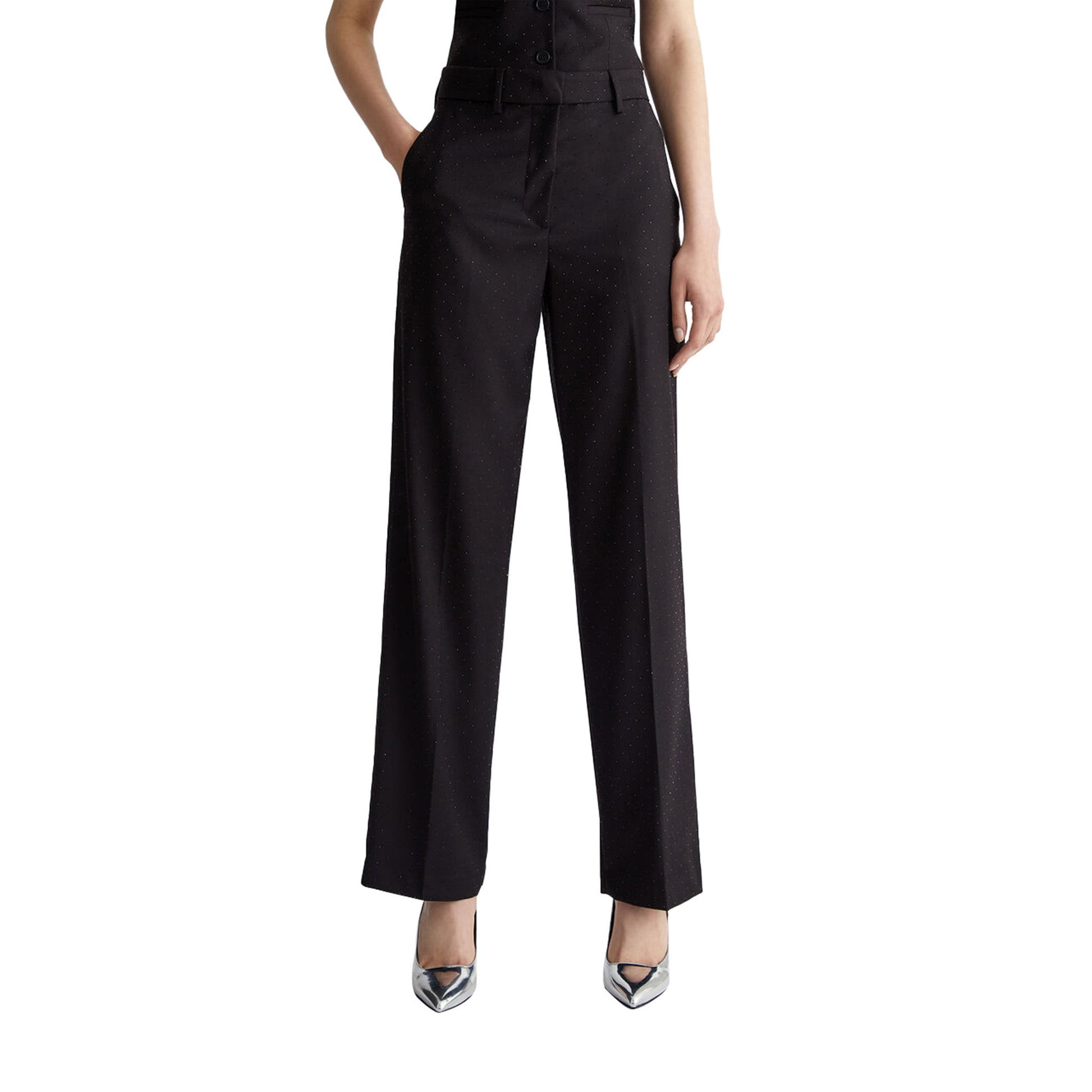 Pantaloni Donna chino in twill Nero frontale