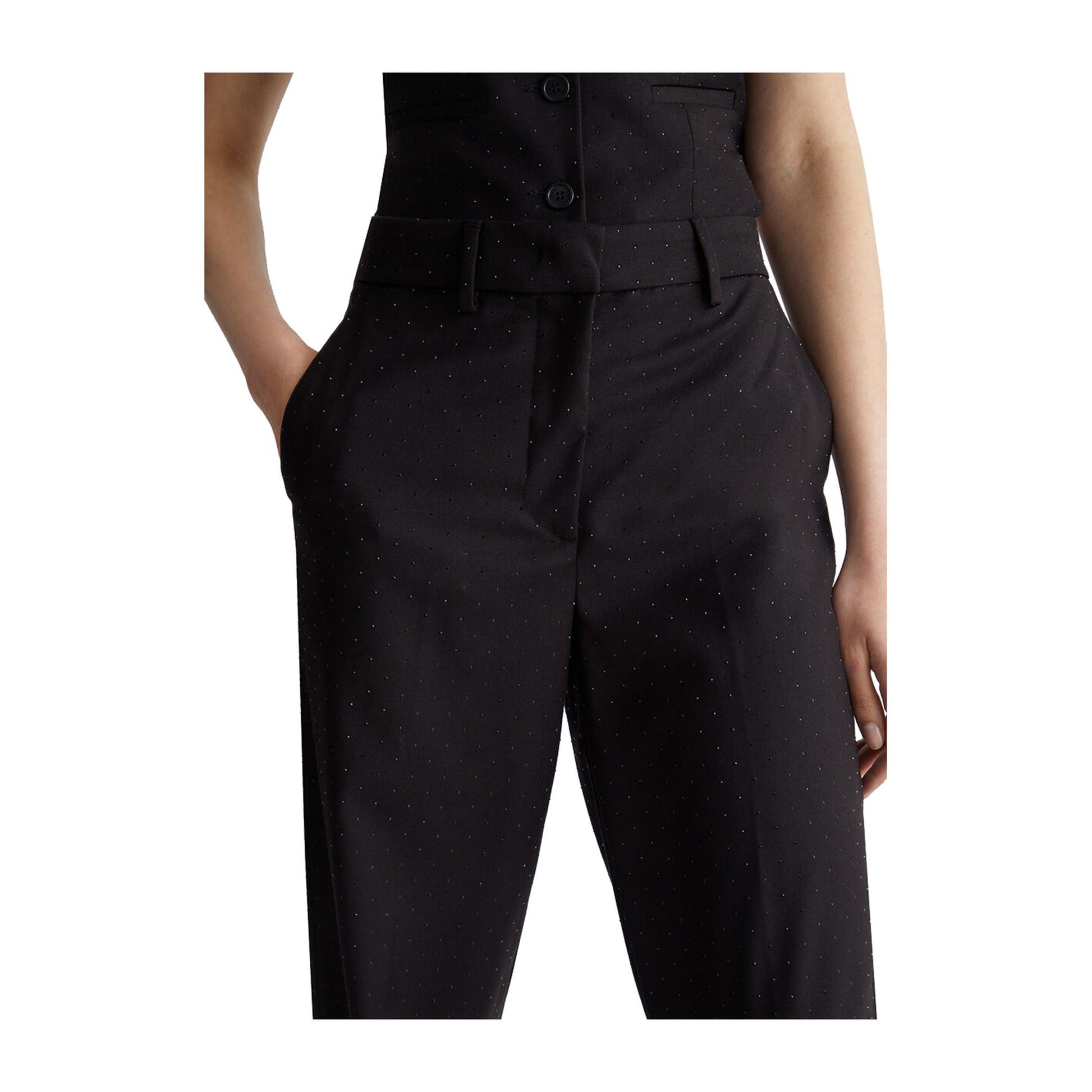 Pantaloni Donna chino in twill Nero dettaglio frontale