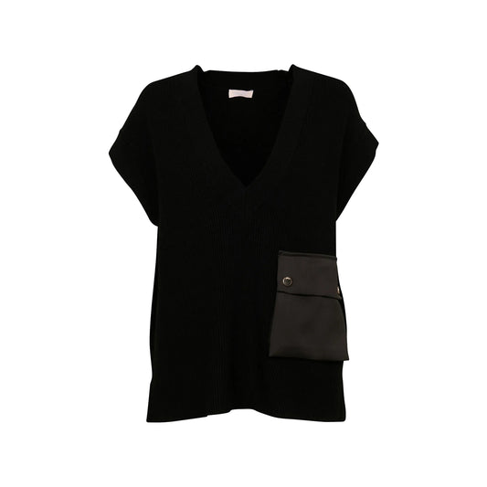 Maglia Donna con tasca nera 