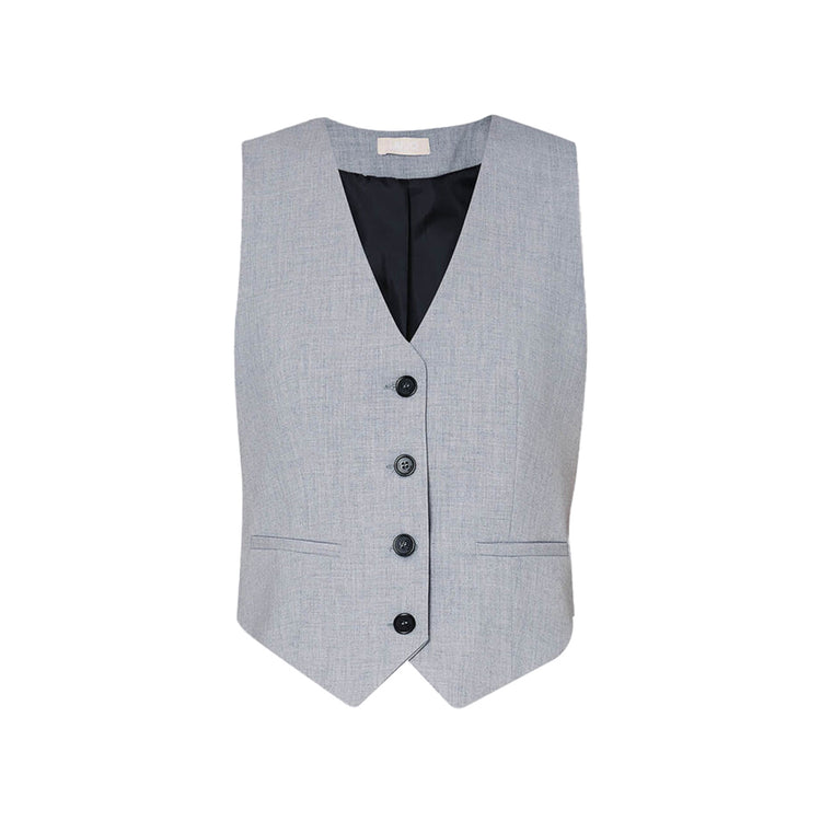 Gilet Donna in Twill grigio con scollo a V