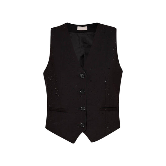 Gilet Donna in Twill nero con applicazioni