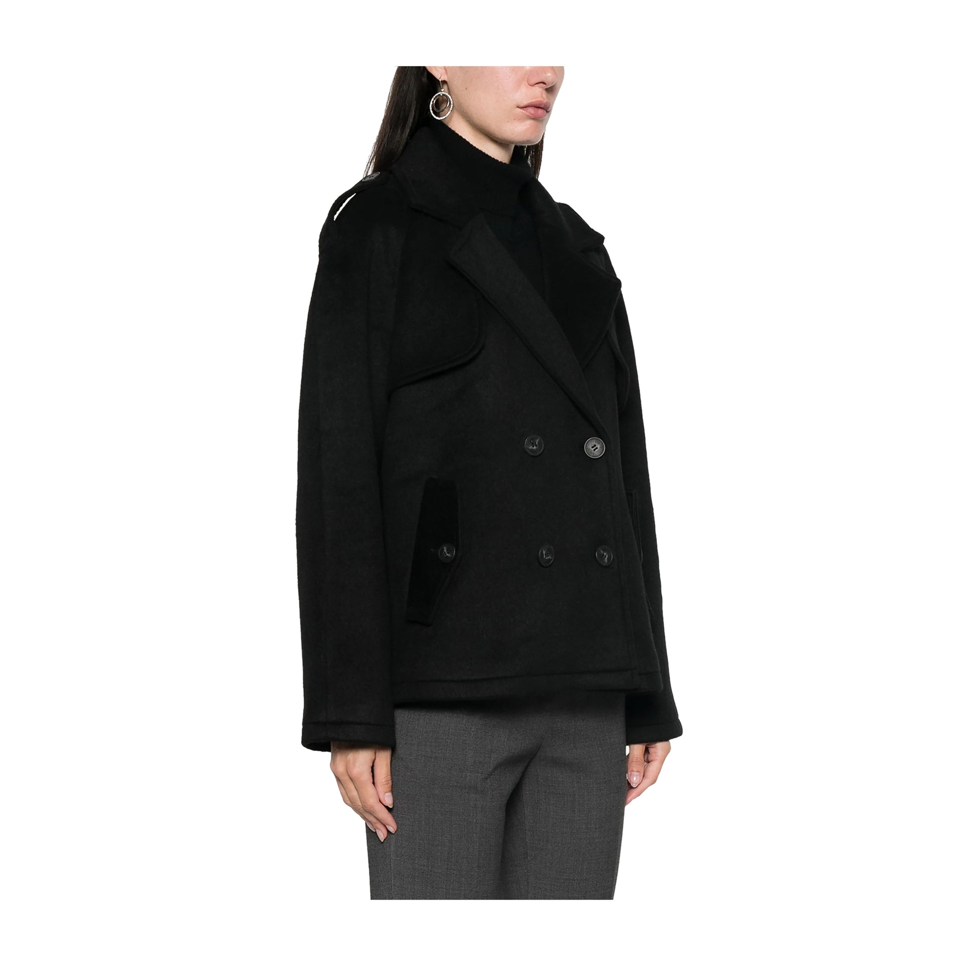 laterale Trench Donna dal taglio corto nero