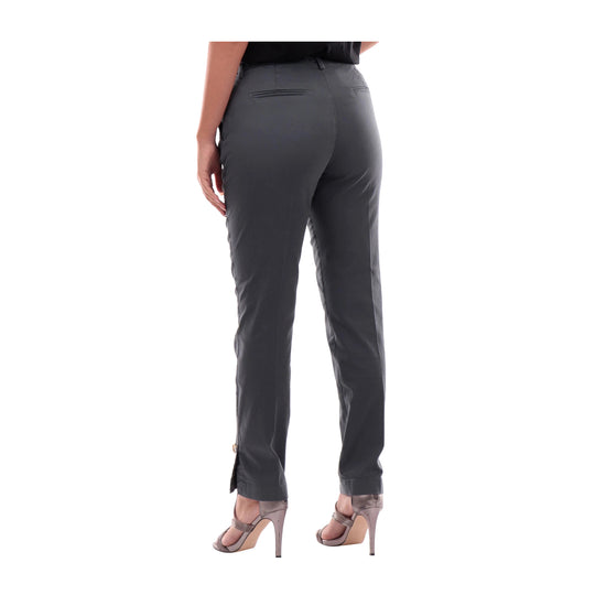 Pantaloni Donna con spilla decorativa  grigio retro