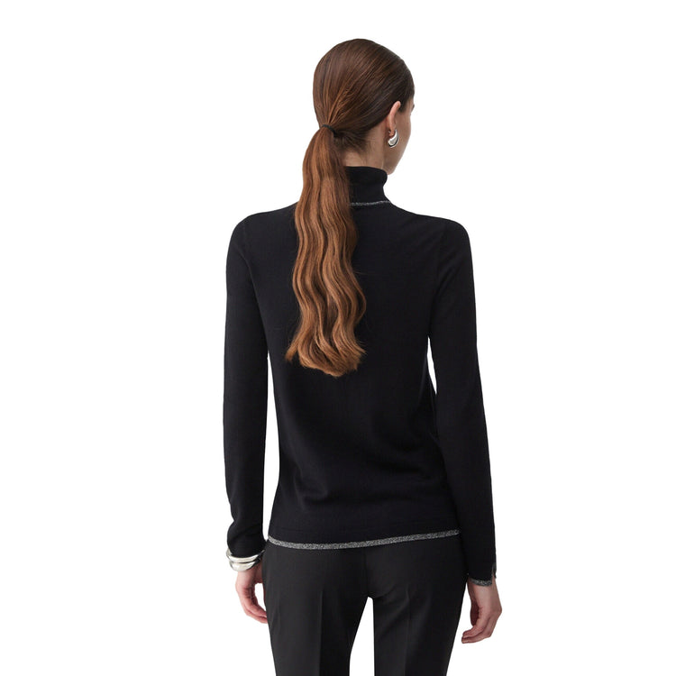 Maglia Donna con profili lurex nero modella retro