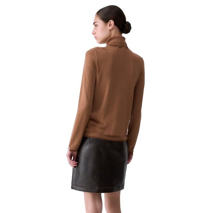 Maglia Donna con profili lurex marrone retro
