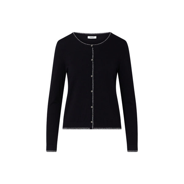 Cardigan Donna con profili in lurex nero