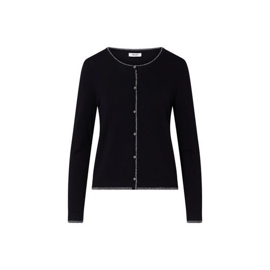 Cardigan Donna con profili in lurex nero