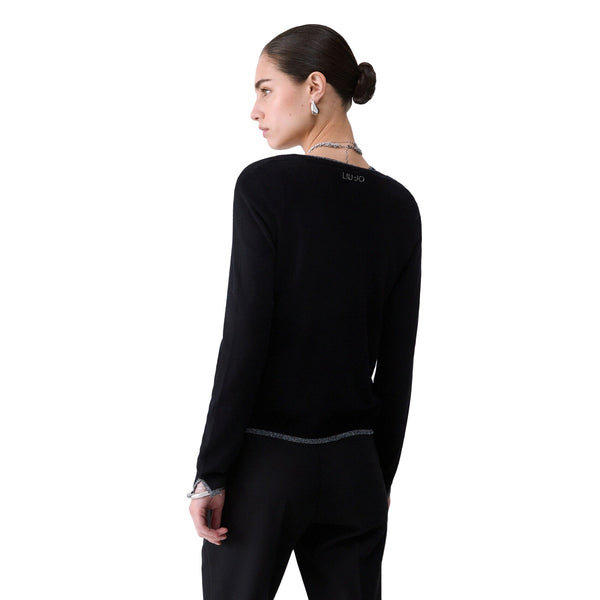 Cardigan Donna con profili in lurex modella retro