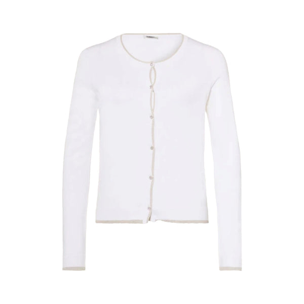 Cardigan Donna bianco con profili in lurex