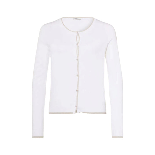 Cardigan Donna bianco con profili in lurex