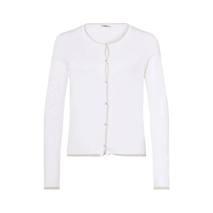 Cardigan Donna bianco con profili in lurex