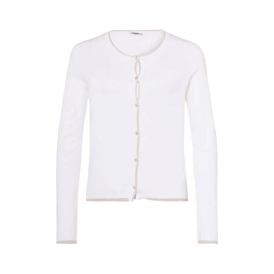 Cardigan Donna bianco con profili in lurex