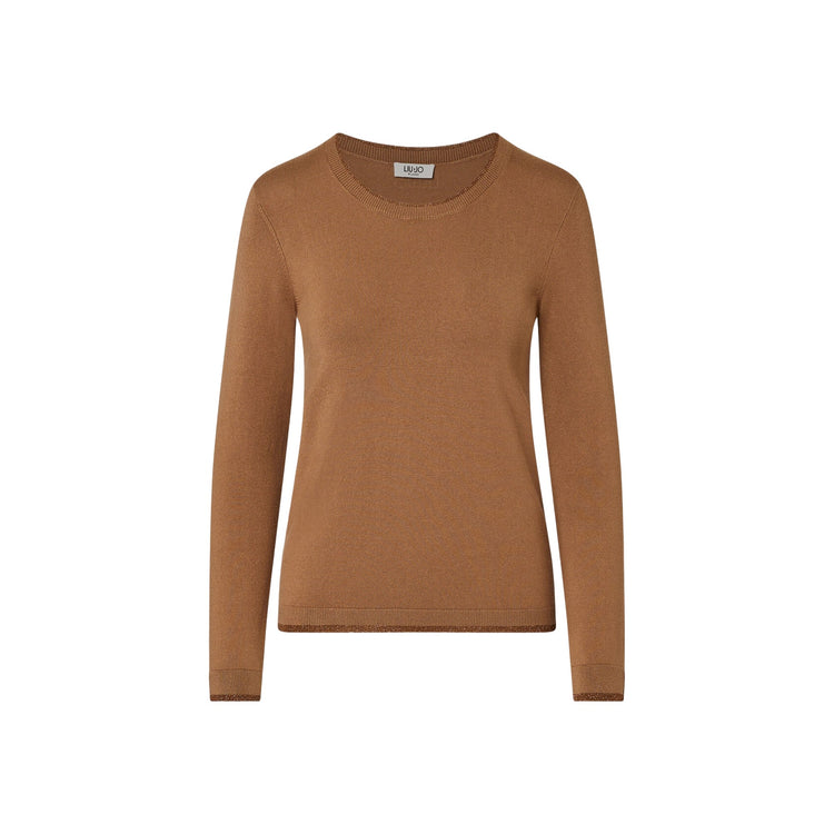 Maglia Donna con profili lurex marrone