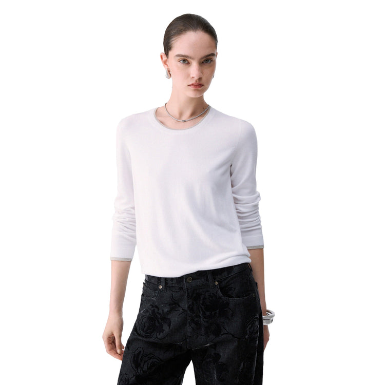 Maglia Donna in misto viscosa, con scollatura girocollo 