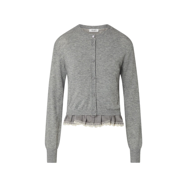 Cardigan Donna con dettaglio lingerie Grigio