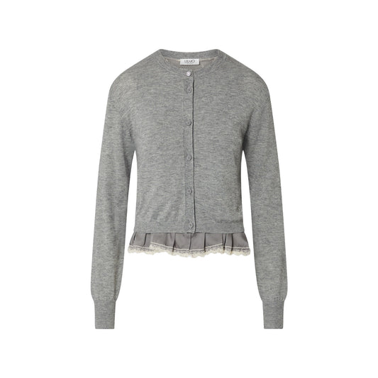 Cardigan Donna con dettaglio lingerie Grigio