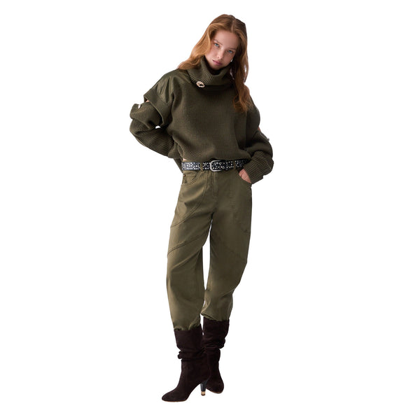 Dolcevita Donna con cut out Verde modella intera frontale