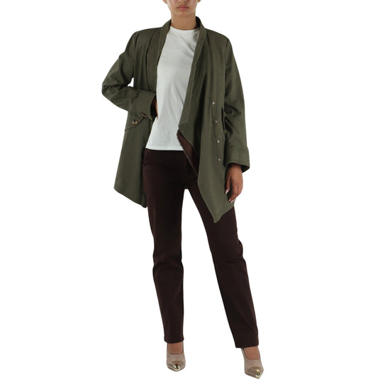 Giaccone Donna con gilet pelliccia rimovibile modella frontale intera, senza pelliccia