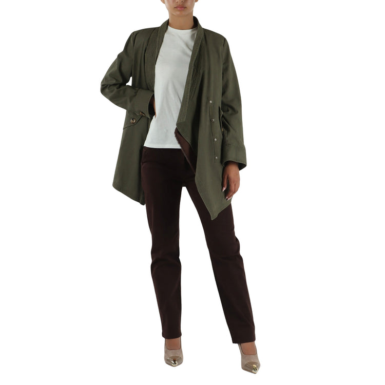 Giaccone Donna con gilet pelliccia rimovibile modella frontale intera, senza pelliccia