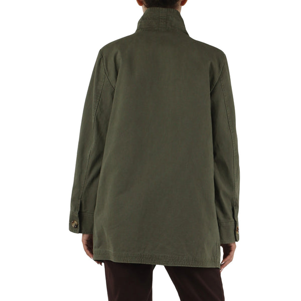 Giaccone Donna con gilet pelliccia rimovibile, modella retro
