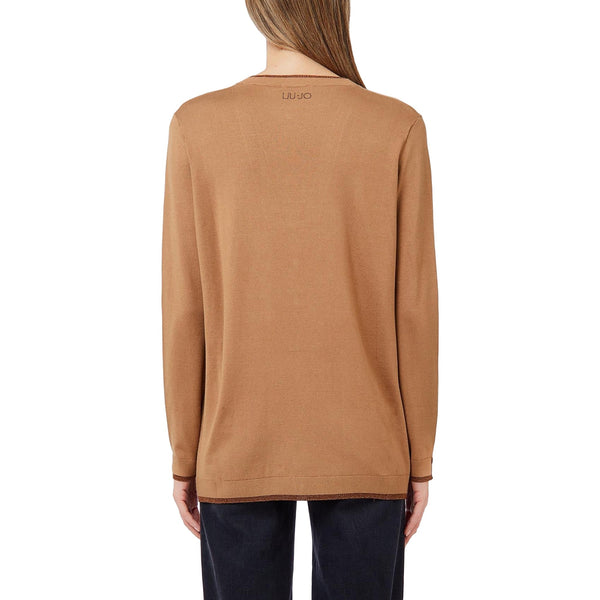 Cardigan Donna con profili lurex Marrone chiaro reetro