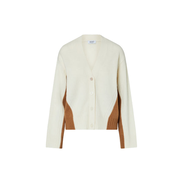 Cardigan Donna color block bianco