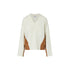 Maglia Donna color block bianco con scollo V