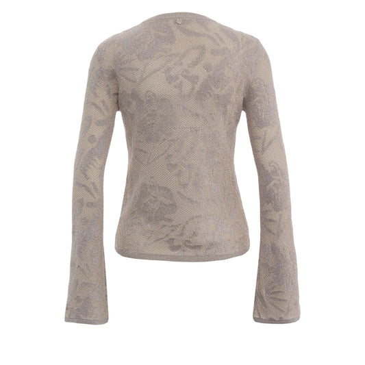 Maglia Donna fantasia floreale lurex beige retro