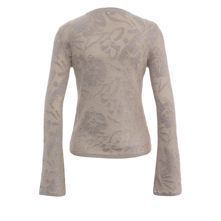 Maglia Donna fantasia floreale lurex beige retro