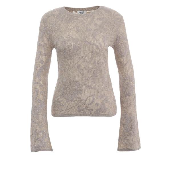 Maglia Donna fantasia floreale lurex beige