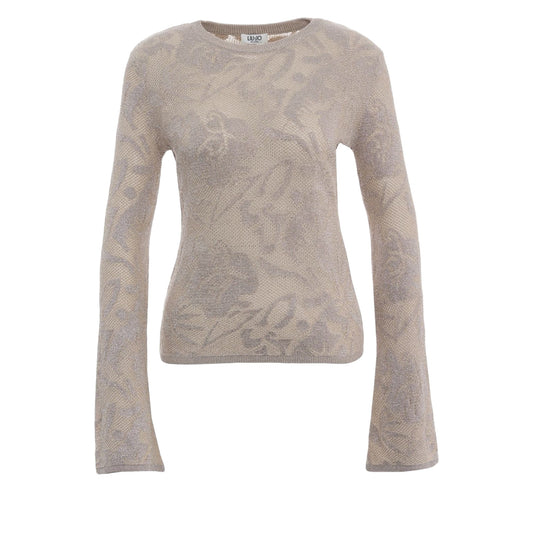 Maglia Donna fantasia floreale lurex beige