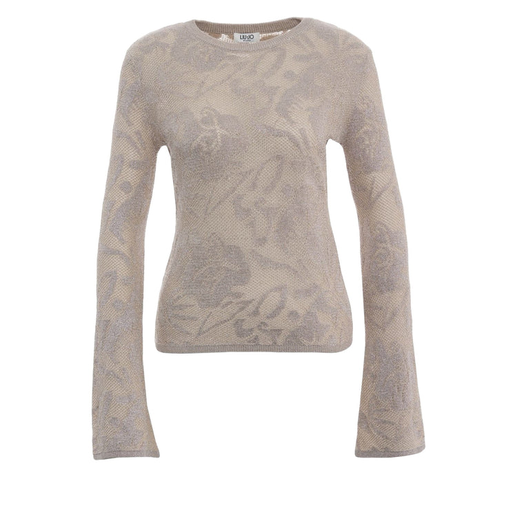 Maglia Donna fantasia floreale lurex beige