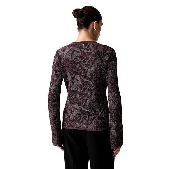 Maglia Donna fantasia floreale lurex modella retro