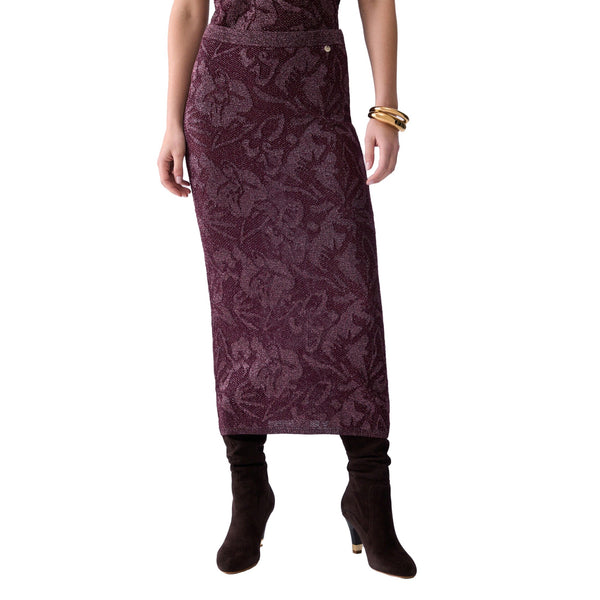 Gonna loguette Donna in pizzo lamé modella frontale