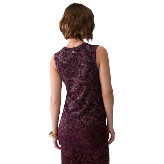 Top Donna in maglia lamé modella retro