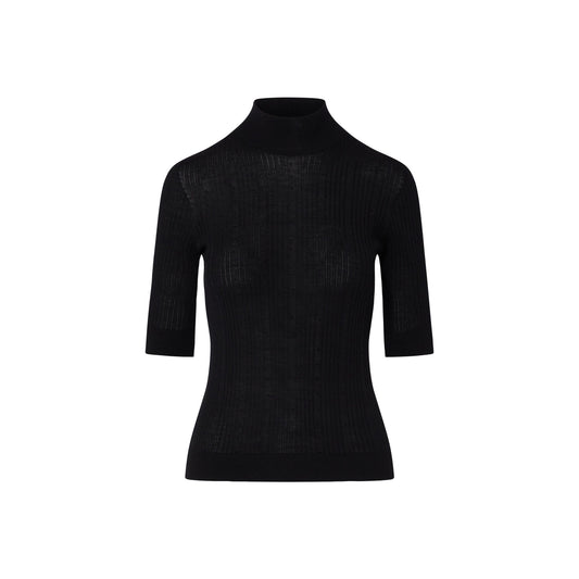 Maglia Donna con manica 3/4 e strass Nero
