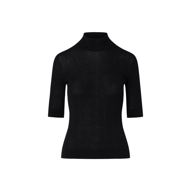 Maglia Donna con manica 3/4 e strass Nero