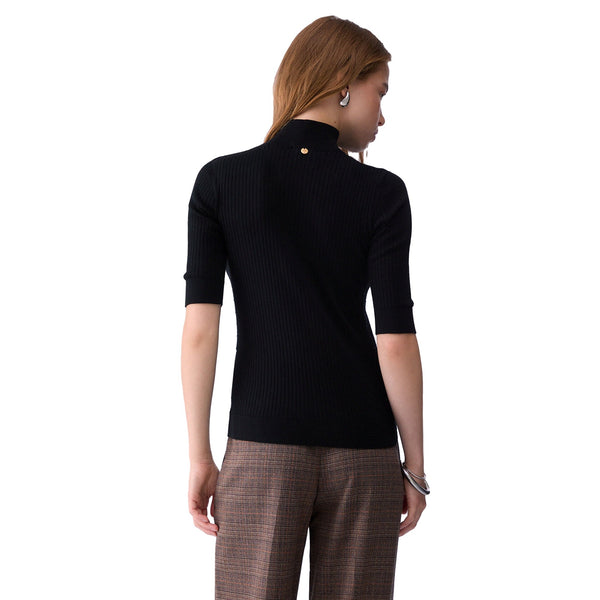 Maglia Donna con manica 3/4 e strass Nero modella retro