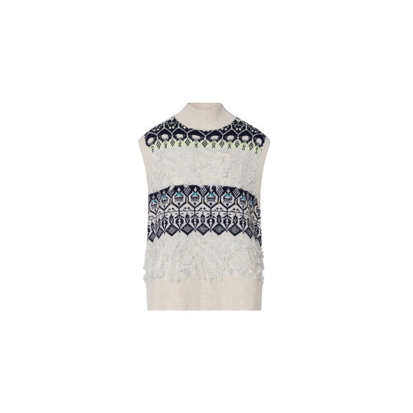 Gilet jacquard Donna con ricami gioielli Bianco
