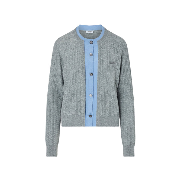 Cardigan Donna con inserto bimateriale