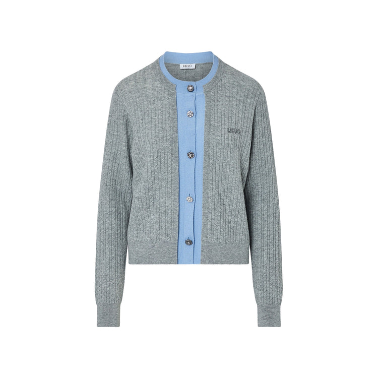 Cardigan Donna con inserto bimateriale