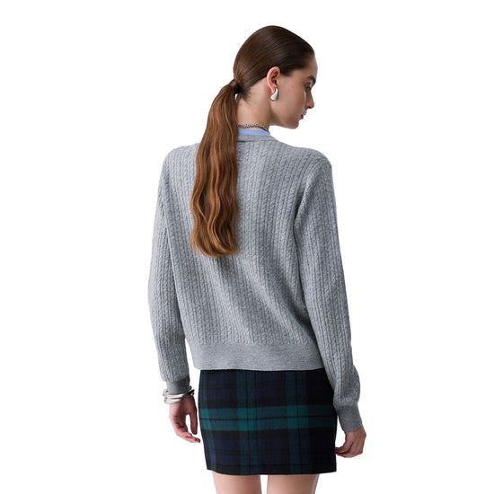 Cardigan Donna con inserto bimateriale, modella retro