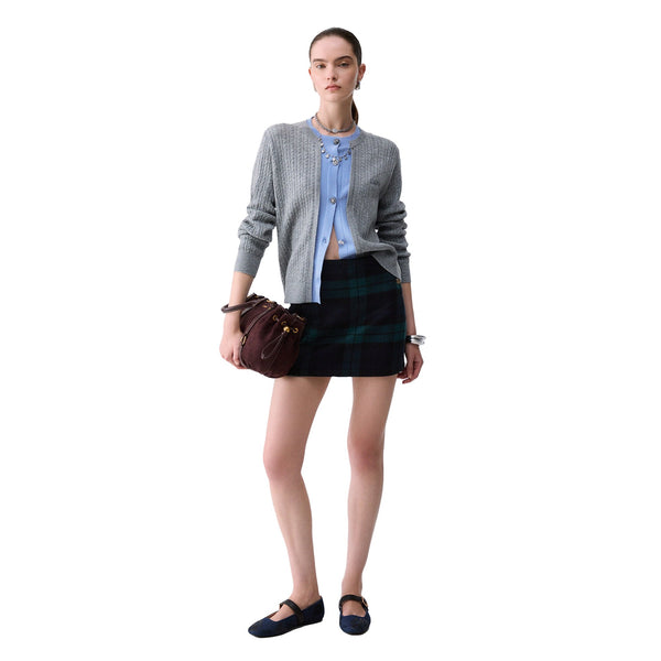 Cardigan Donna con inserto bimateriale modella intera frontale