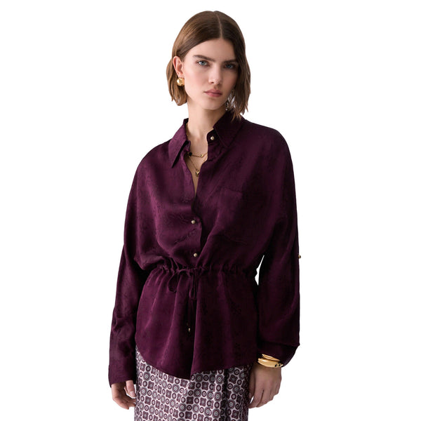 Camicia Donna in raso jacquard modella frontale