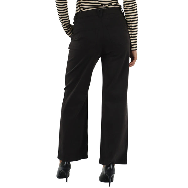 Pantalone flare Donna taglio cropped nero modella retro