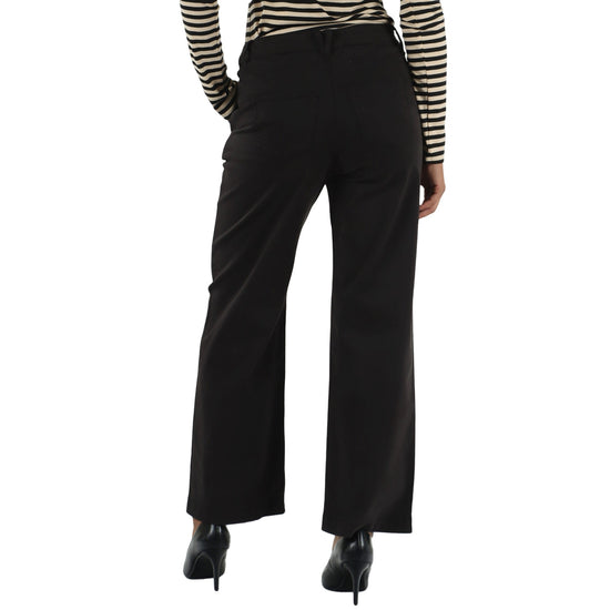 Pantalone flare Donna taglio cropped nero modella retro