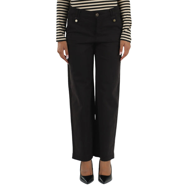 Pantalone flare Donna taglio cropped nero modella frontale