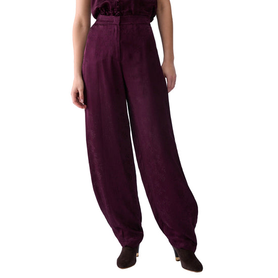 Pantalone balloon Donna in raso jacquard modella frontale